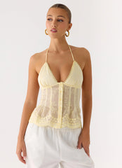Non Stop Halter Top - Butter Yellow