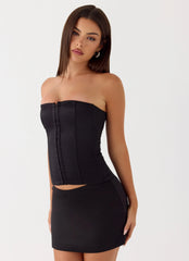 All My Ladies Strapless Corset Top - Black