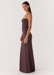Vamonos Maxi Dress - Chocolate Blue Dot