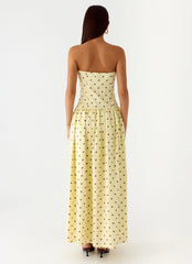 Andorra Maxi Dress - Yellow Polkadot